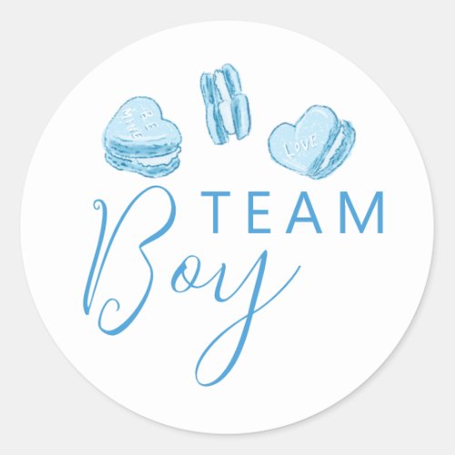 Team Boy Gender Reveal Blue Heart Voting Classic Round Sticker
