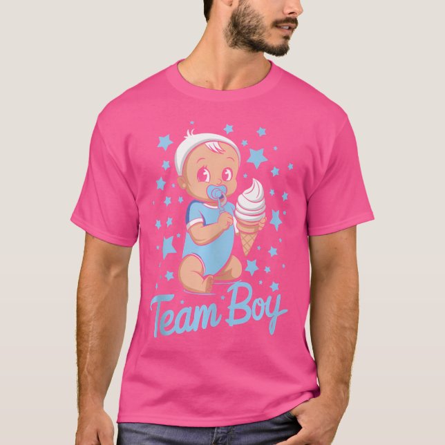 Team Boy Gender Reveal Party Announcement Ice Crea T-Shirt (Front)