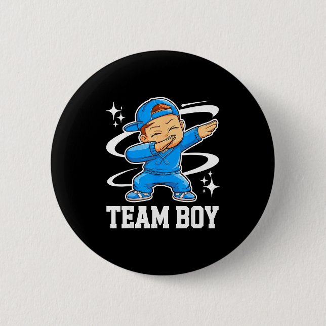 Team Boy Gender Reveal Party Baby Announcement  Button (Front)