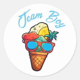 Team Boy Gender Reveal Party Vote Ice Cream Classic Round Sticker