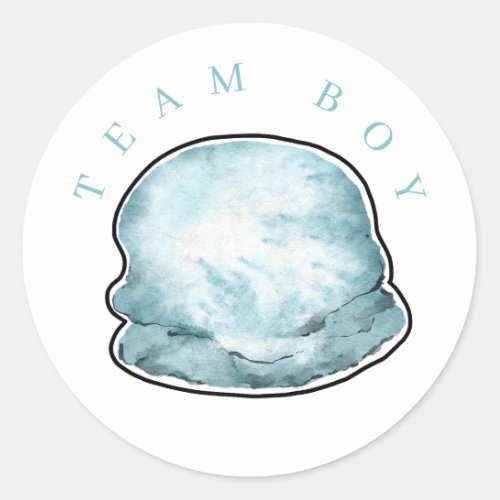 Team Boy Ice Cream Gender reveal Circle Sticker C Classic Round Sticker