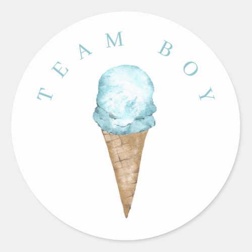 Team Boy Ice Cream Gender reveal Circle Sticker Classic Round Sticker