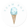 Team Boy Ice Cream Gender reveal Circle Sticker. Classic Round Sticker
