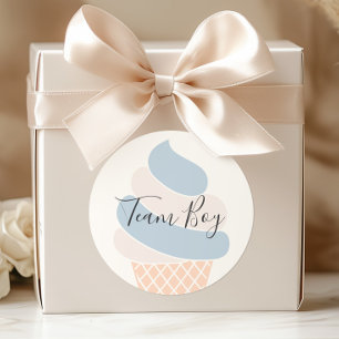 Team Boy Ice Cream Pastel Color Gender Reveal Classic Round Sticker