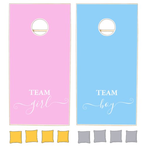 Team Boy Or Team Girl Gender Reveal Baby Shower Cornhole Set