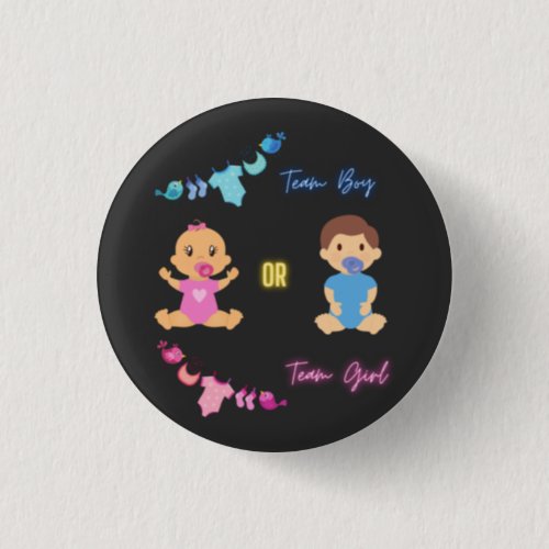 Team Boy or Team Girl Gender Reveal   Button