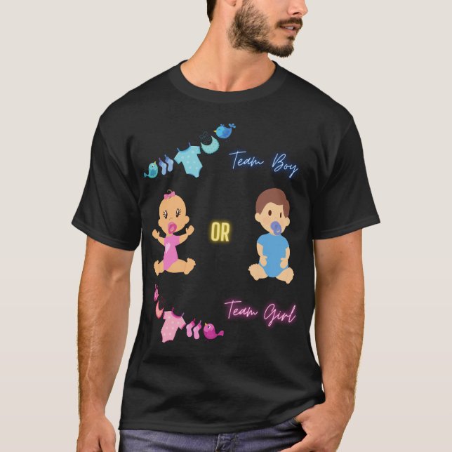 Team Boy or Team Girl Gender Reveal T-Shirt (Front)