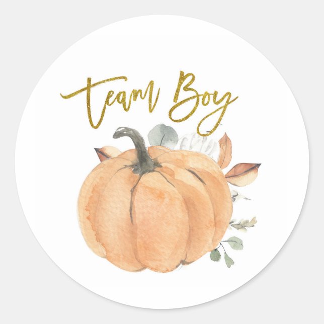 Team Boy Pumpkin Gender Reveal game label (Front)