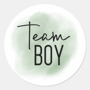 Team Boy Sage Green Gender Reveal Sticker