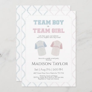 Team Boy vs Team Girl Baseball Gender Reveal Invitation