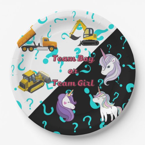 Team Boy vs Team Girl Heavy Equipment vs Unicorns  Paper Plates