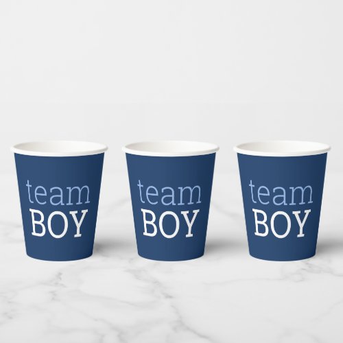Team Boy _ Whimsical Baby Gender Reveal Blue Paper Cups