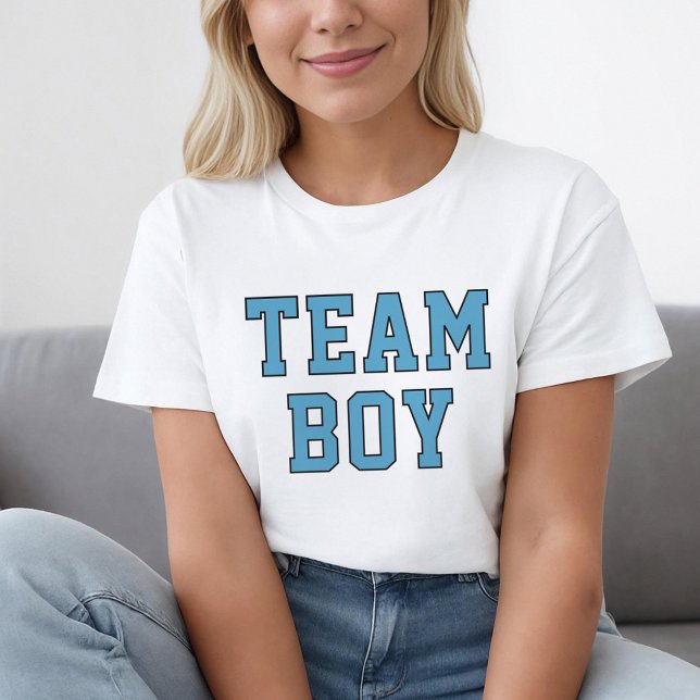 Team Boy White Blue Gender Reveal Womens T-Shirt (Creator Uploaded)