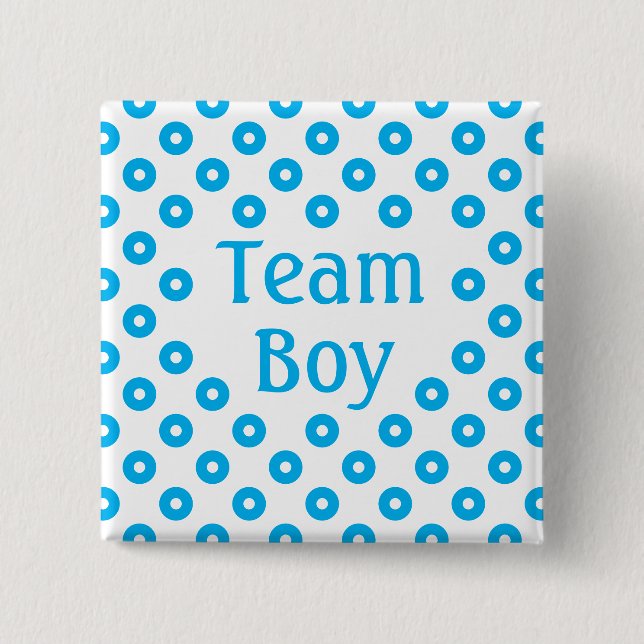 "Team Boy" White Polka Dot Gender Prediction Button (Front)