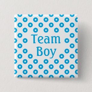 "Team Boy" White Polka Dot Gender Prediction Button