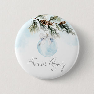 Team Boy Winter Gender Reveal Button
