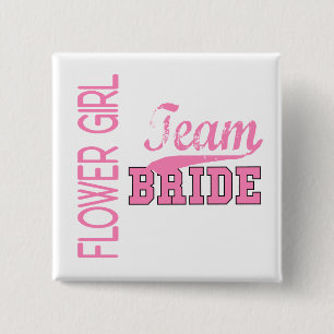 Team Bride 1 FLOWER GIRL Pinback Button