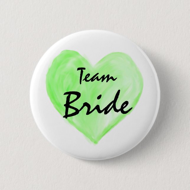 Team Bride Abstract Paint Love Green Nature Button (Front)