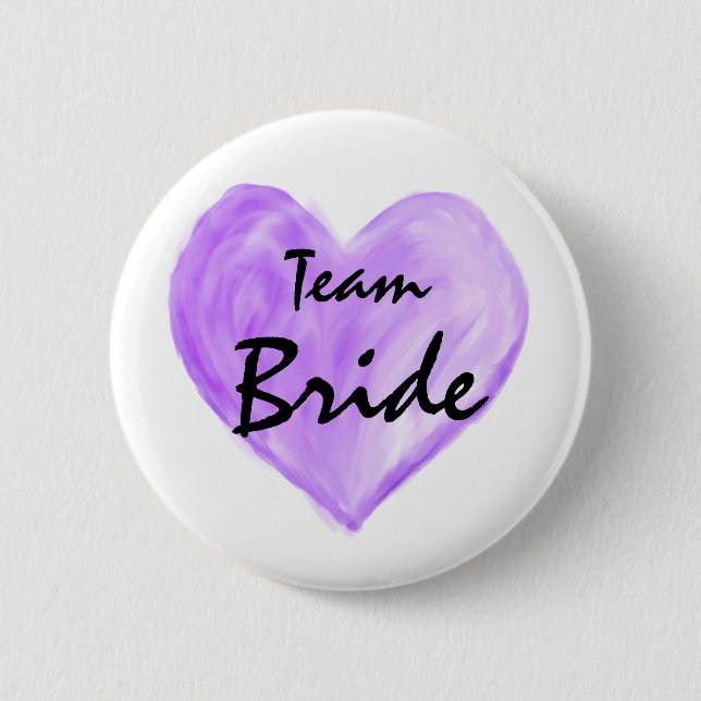 Team Bride Abstract Paint Love Purple  Button (Front)