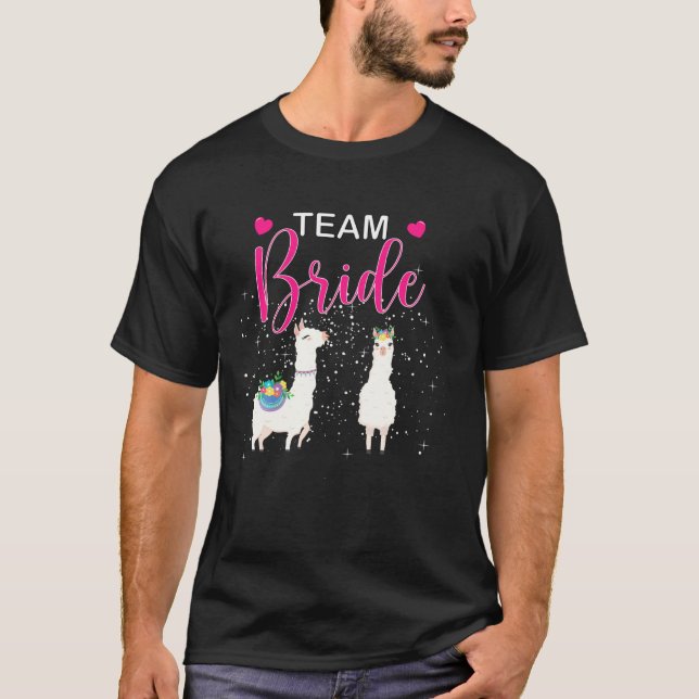 Team Bride Alpaca Llama Bachelorette Groom Married T-Shirt (Front)