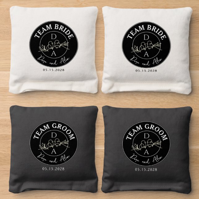 Team Bride and Groom Cornhole Bags (Wood)