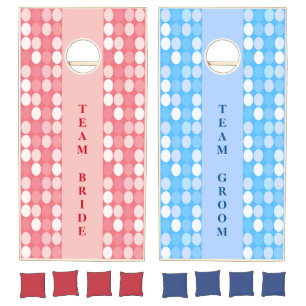 Team Bride and Groom Red and Blue Spotlights Cornhole Set