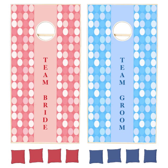 Team Bride and Groom Red and Blue Spotlights Cornhole Set (Set)