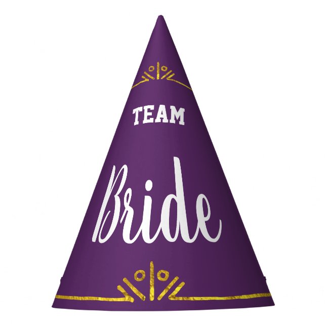 Team Bride Any Custom Color with Gold Party Hat (Front)