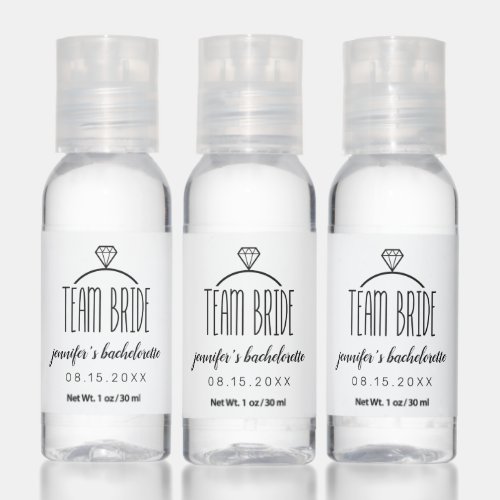 Team Bride Bachelorette Hand Sanitizer