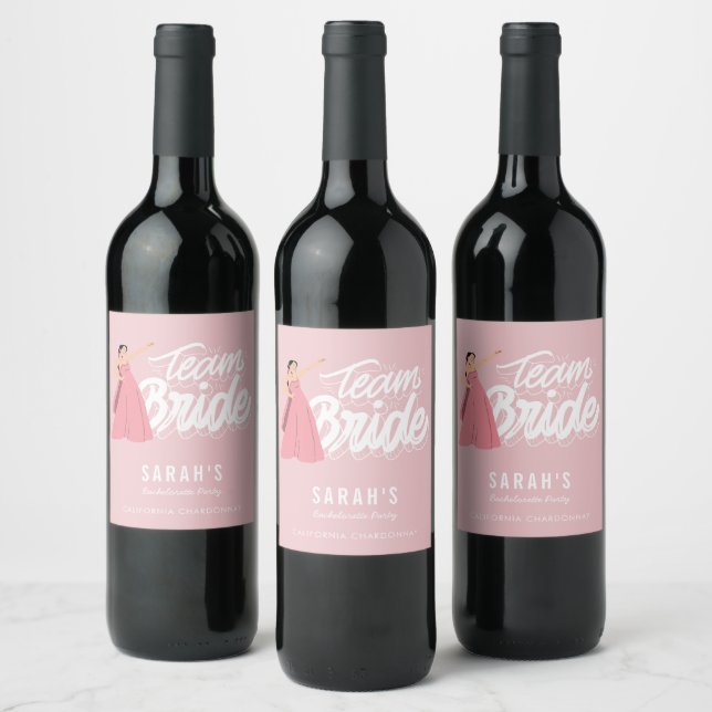 Team Bride Bachelorette Party Bridesmaid Wine Label (Bottles)