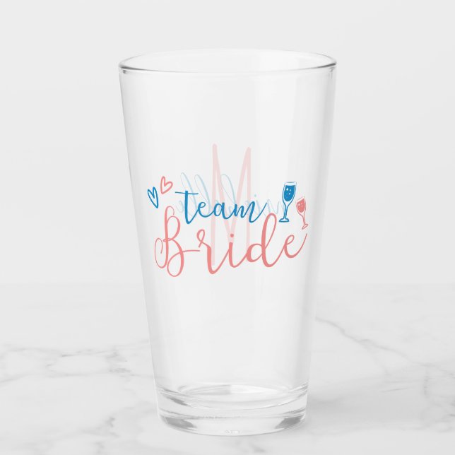 Team Bride Bachelorette Party Personalized Glass (Front)