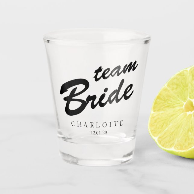 Team Bride Bachelorette Party Personalized Shot Glass (Front)