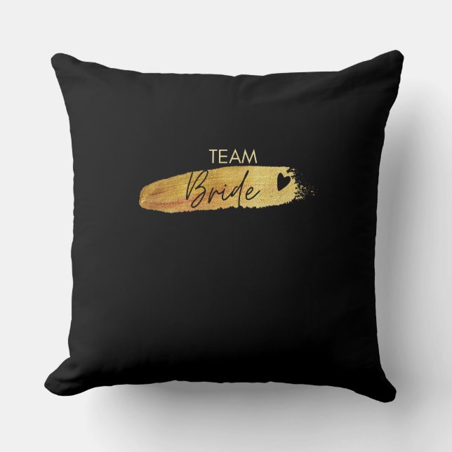 Team Bride Black Throw Pillow (Front)