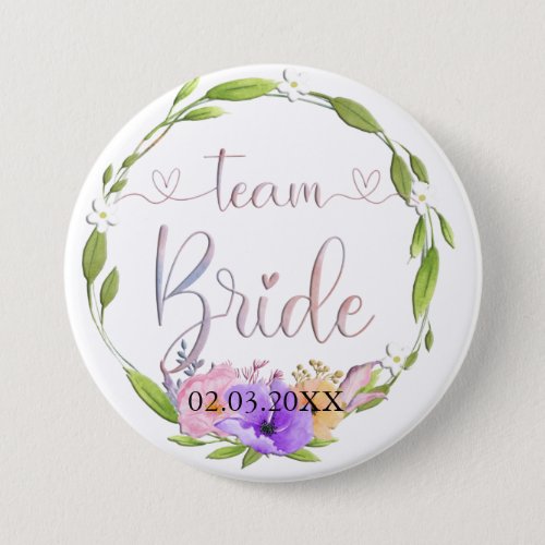 Team Bride Blumen Kranz  Button