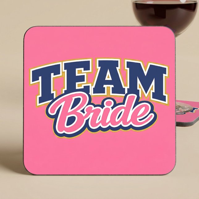 Team Bride Bold Wedding Party Beverage Coaster (Creator Uploaded)