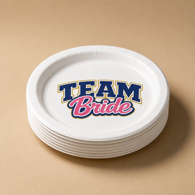 Team Bride Bold Wedding Party Paper Plates (Creator Uploaded)