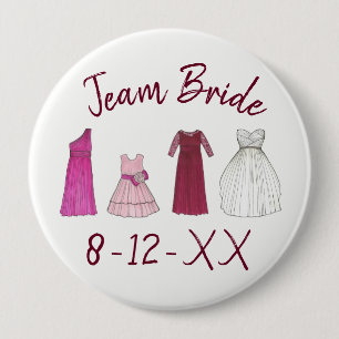 TEAM BRIDE Bridal Party Bridesmaid Flowergirl Gown Button