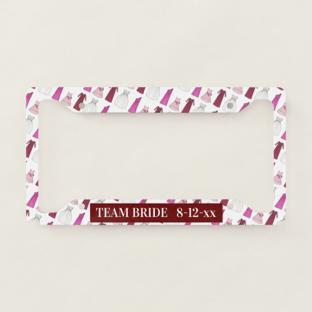TEAM BRIDE Bridal Party Bridesmaid Flowergirl Gown License Plate Frame (Front)