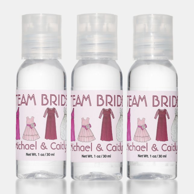 Team Bride Bridal Party Bridesmaid Wedding Gowns Hand Sanitizer (Set)