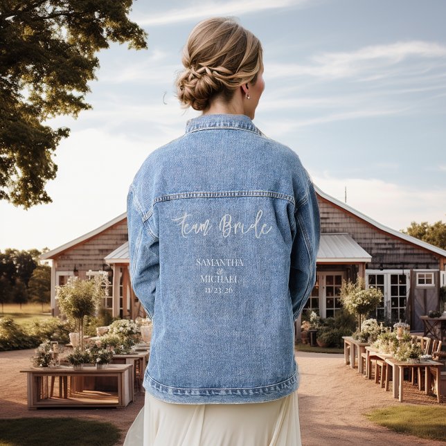 Team Bride Bridal Party Maid of Honor Denim Jacket (Creator Uploaded)