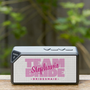 Team Bride Bridal Party Name Bridesmaid Favor Pink Bluetooth Speaker