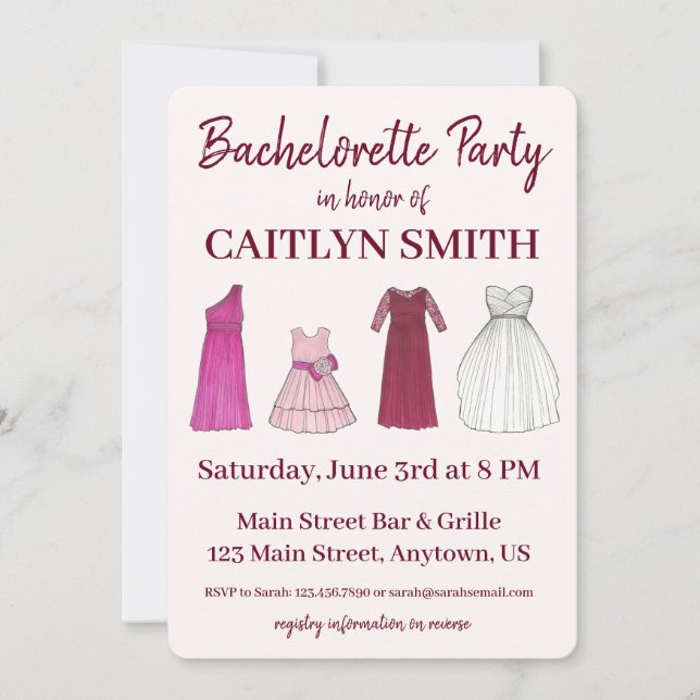Team Bride Bridal Shower Bachelorette Party Gowns Invitation (Front)