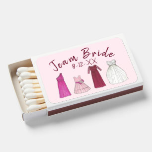 Team Bride Bridal Shower Bachelorette Party Gowns Matchboxes
