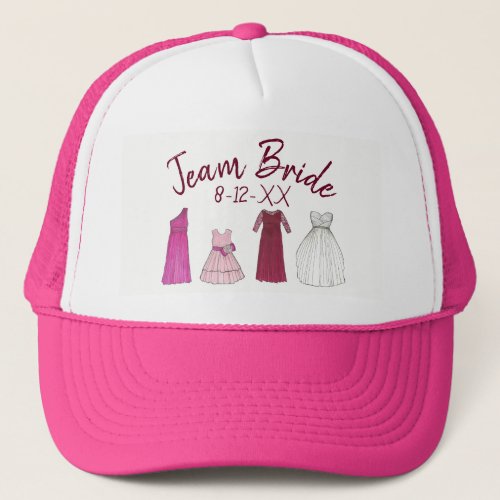Team Bride Bridal Shower Bachelorette Party Gowns Trucker Hat
