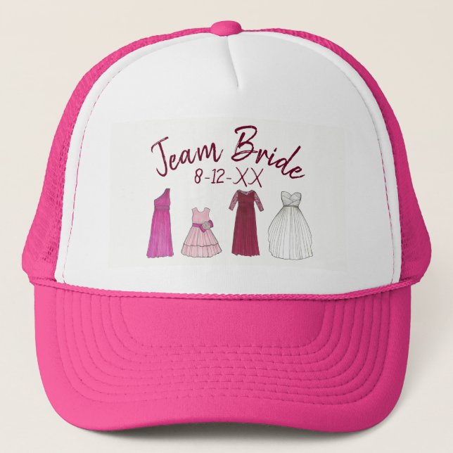 Team Bride Bridal Shower Bachelorette Party Gowns Trucker Hat (Front)