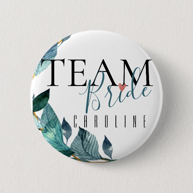 Team Bride | Bridesmaid Name | Wedding Button (Front)