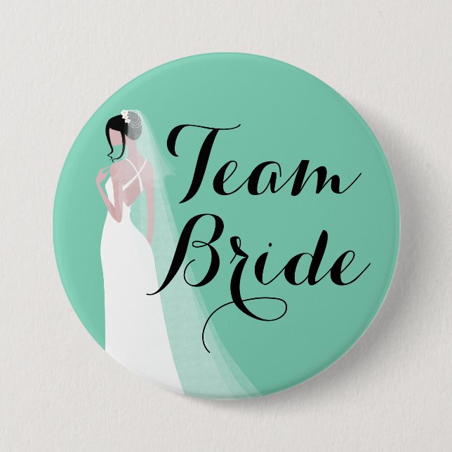 Team Bride Brunette Bride Button (Front)