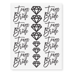 Team Bride Brush Diamonds Bridal Party Temp Tattoo