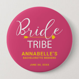 Team Bride Button. Hot Pink Cupid Arrow, Heart  Button