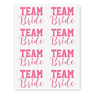 Team Bride Classy Pink Script Bridesmaid Temporary Tattoos